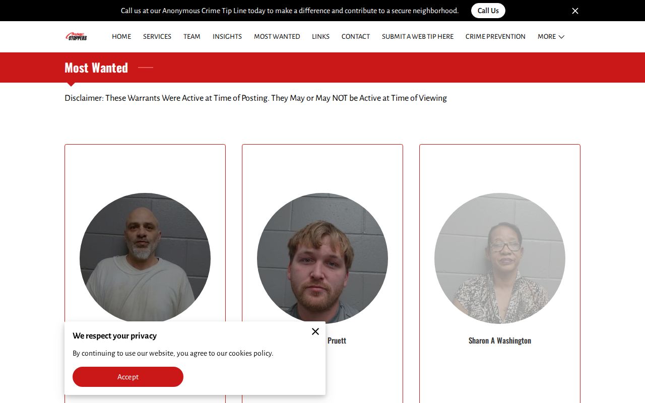 Morgan County Crime Stoppers most-wanted tip page