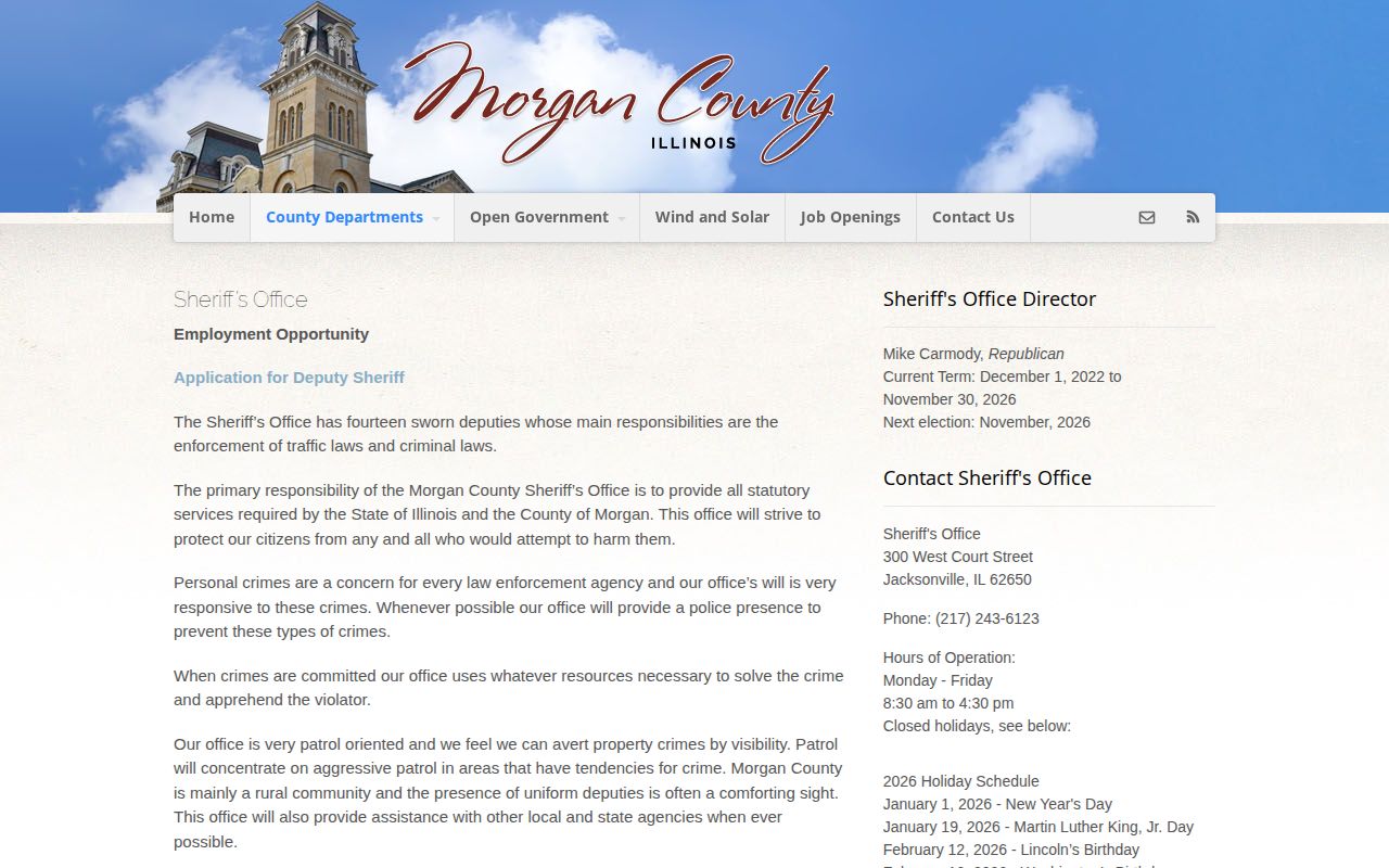 Morgan County Sheriff official page for jail and arrest record access